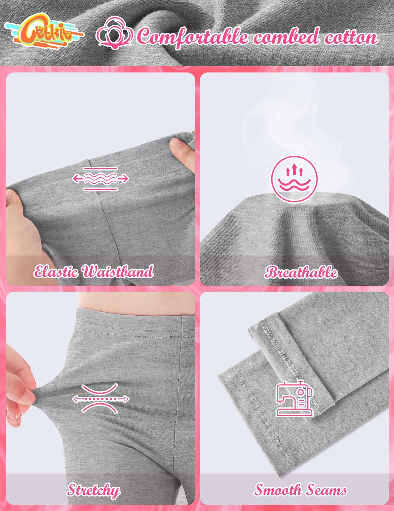 CETKIT Toddler Girls Leggings Stretchy Ankle Pants Heather Grey 3T