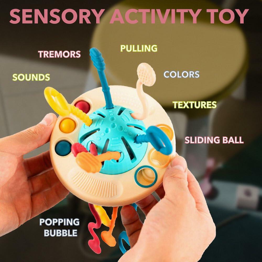 Kirro Montessori Pull String Baby Toy – Silicone, 18+ Months