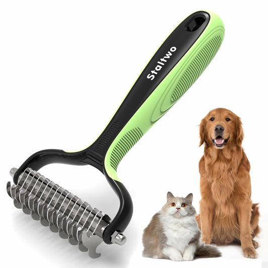 STALTWO 2-in-1 Pet Brush & Undercoat Rake Shedding Tool for Dogs Cats