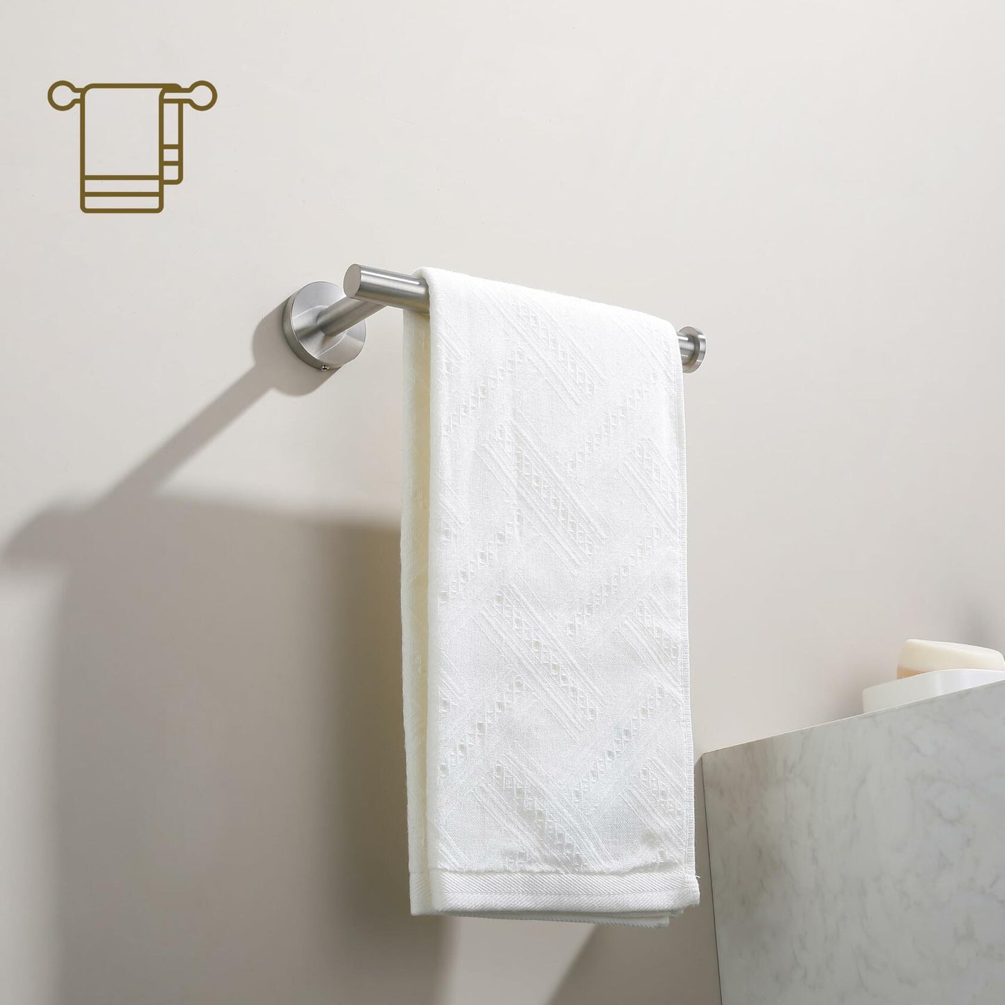 TASTOS Hand Towel Holder Brushed Gold Stainless Steel Wall Mounted 9in