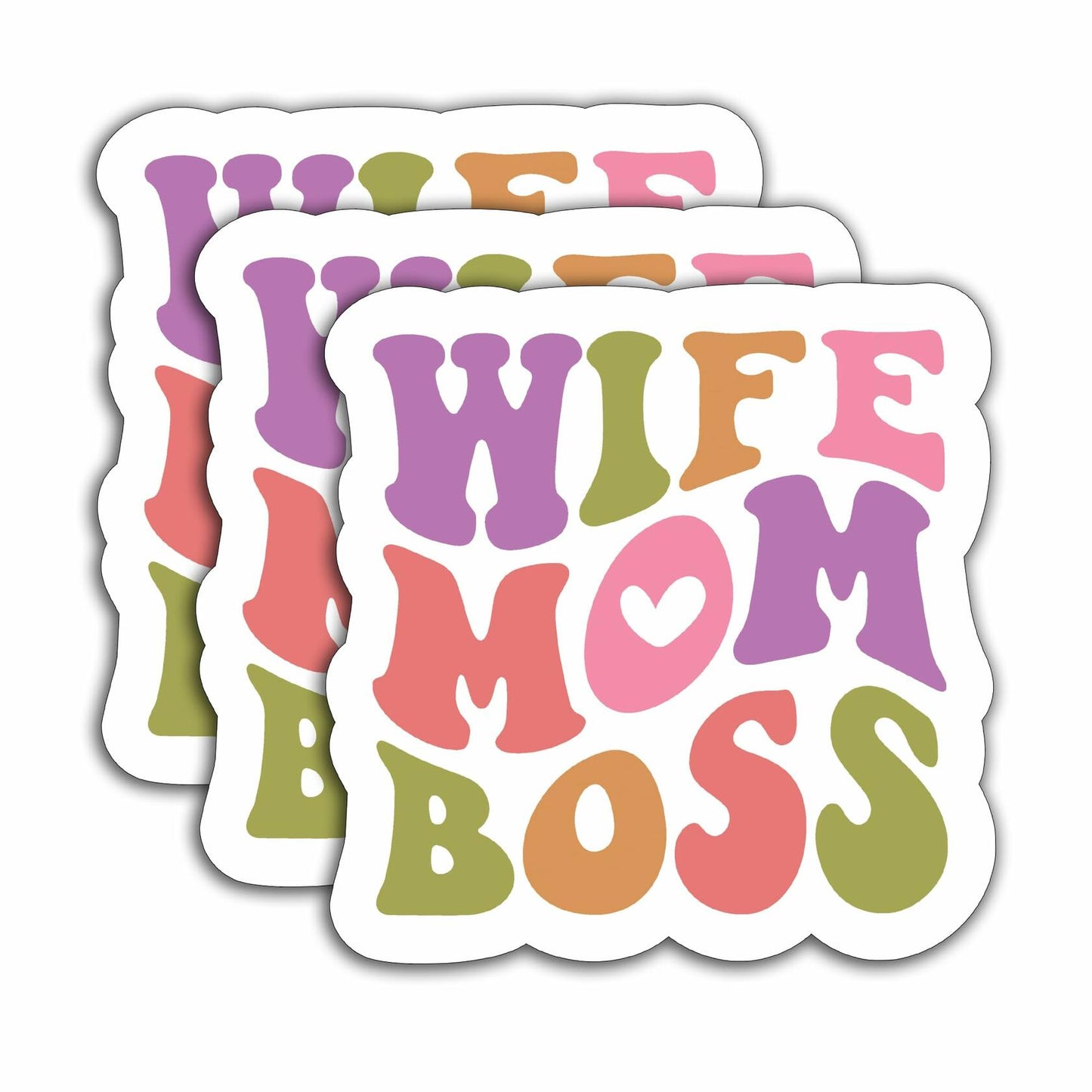 3Pcs Wife Mom Boss Stickers Funny Mom Life Waterproof Vinyl Decals