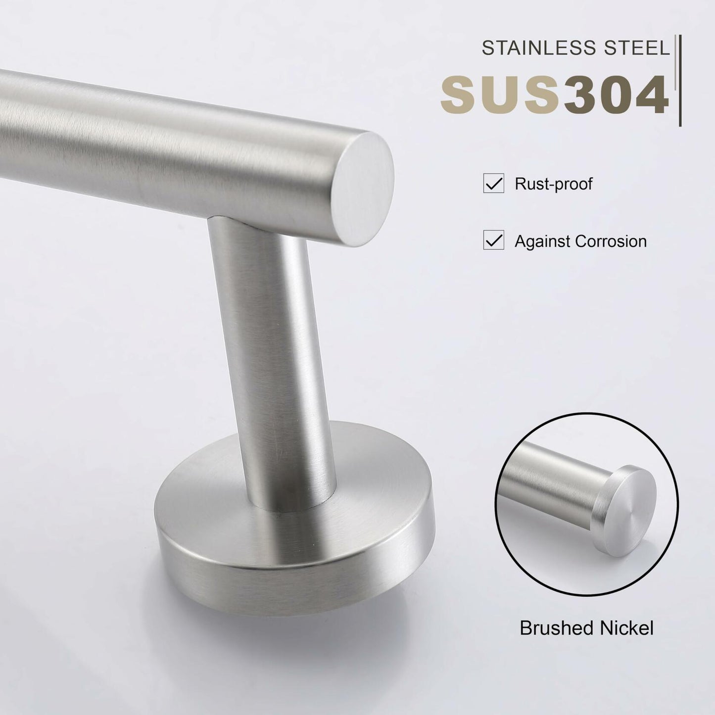 TASTOS Hand Towel Holder Brushed Gold Stainless Steel Wall Mounted 9in