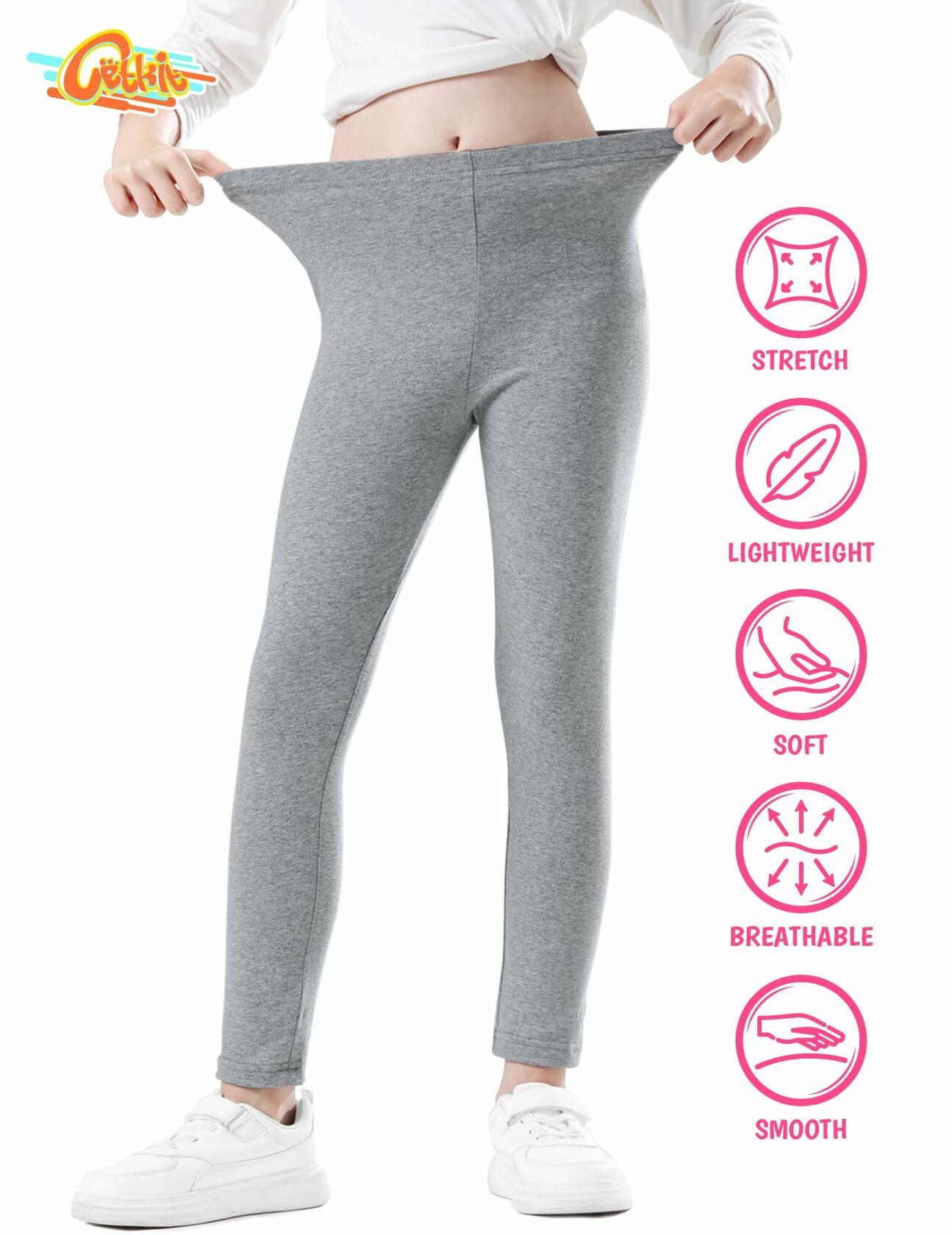 CETKIT Toddler Girls Leggings Stretchy Ankle Pants Heather Grey 3T