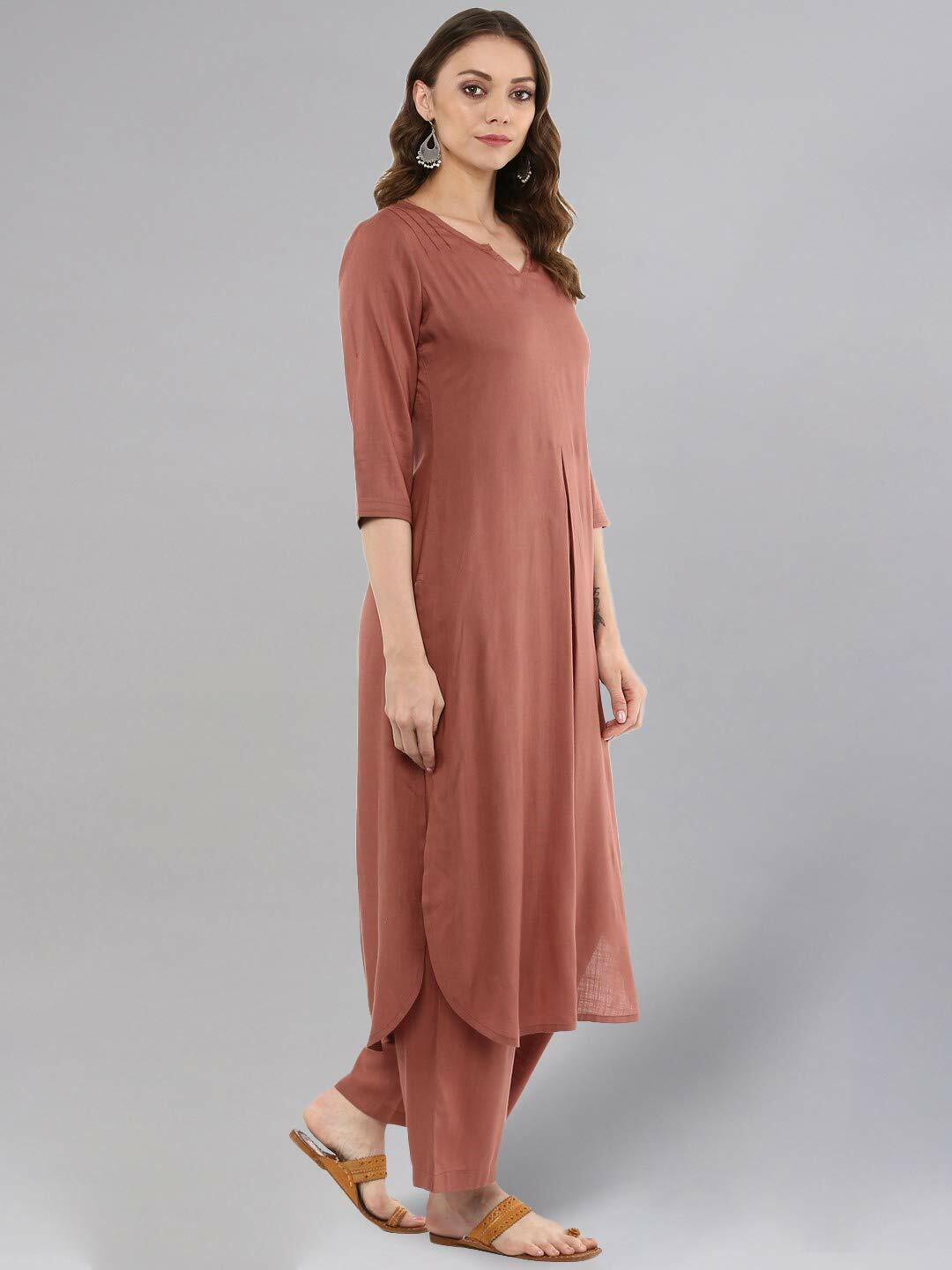 Idalia Black Rayon Solid Straight Kurta with Palazzo Set for Women