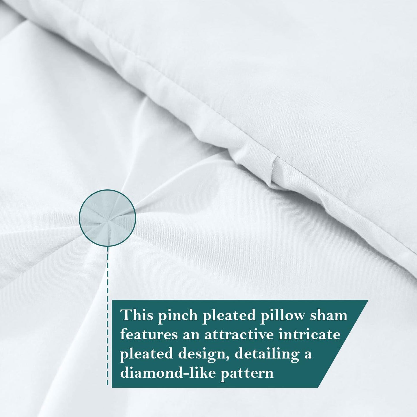 Queen Pillow Shams Set of 2 White Pinch Pleated 20x30 100% Egyptian Cotton