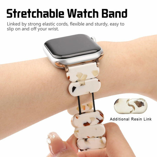 MAIRUI Resin Stretchy Watch Band for Apple Watch 41/40/38mm Slim Elastic Strap