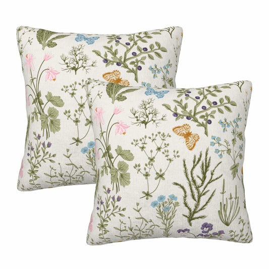 Yaemikoo 2PCS 18x18in Spring Sage Green Floral Pillow Covers Throw Pillow Cases