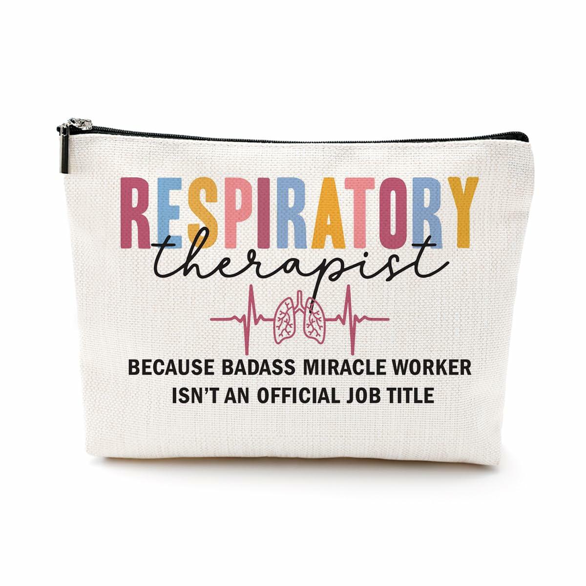 Funny Respiratory Therapist Makeup Bag Cosmetic Bag RT Gifts for Women