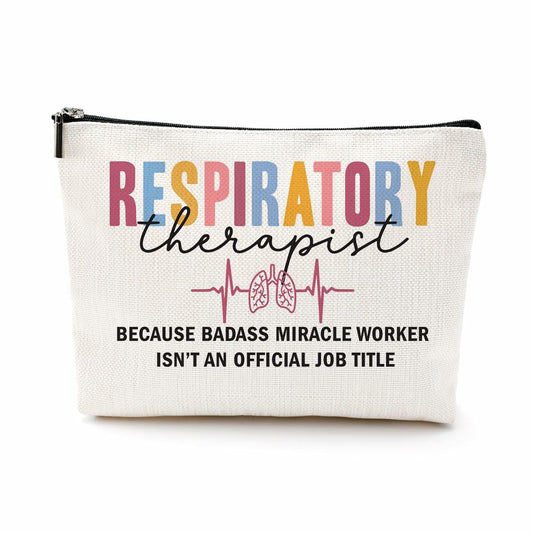 Funny Respiratory Therapist Makeup Bag Cosmetic Bag RT Gifts for Women
