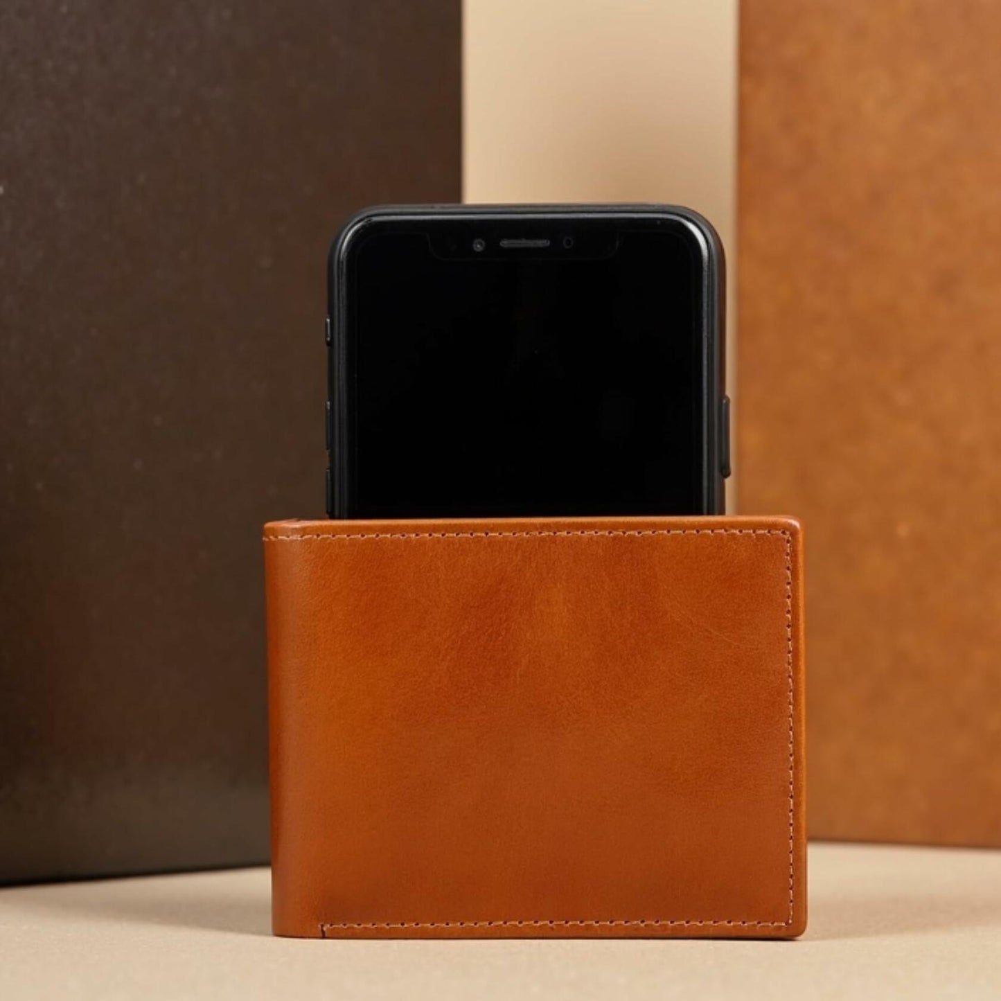 O'Hare Bags Men’s Bifold Wallet Genuine Leather RFID Flip ID Tan Slim