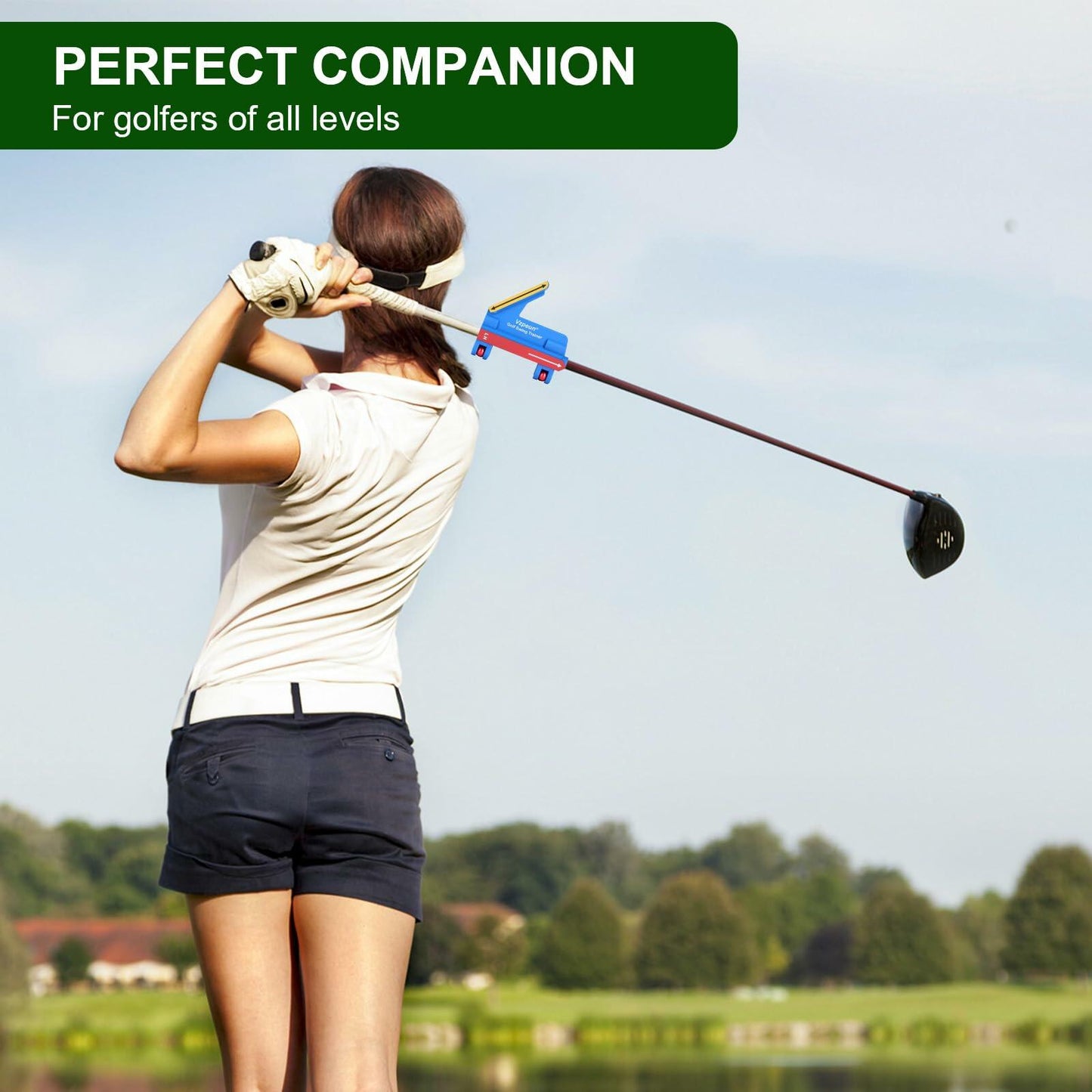 Vzpeun Golf Swing Trainer Aid Grip Alignment Sticks Portable Blue