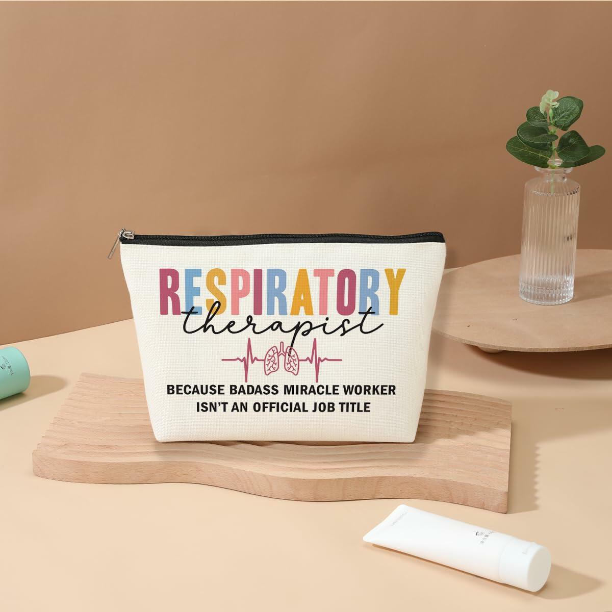 Funny Respiratory Therapist Makeup Bag Cosmetic Bag RT Gifts for Women