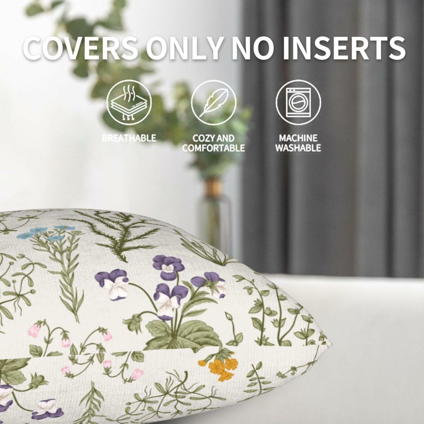 Yaemikoo 2PCS 18x18in Spring Sage Green Floral Pillow Covers Throw Pillow Cases