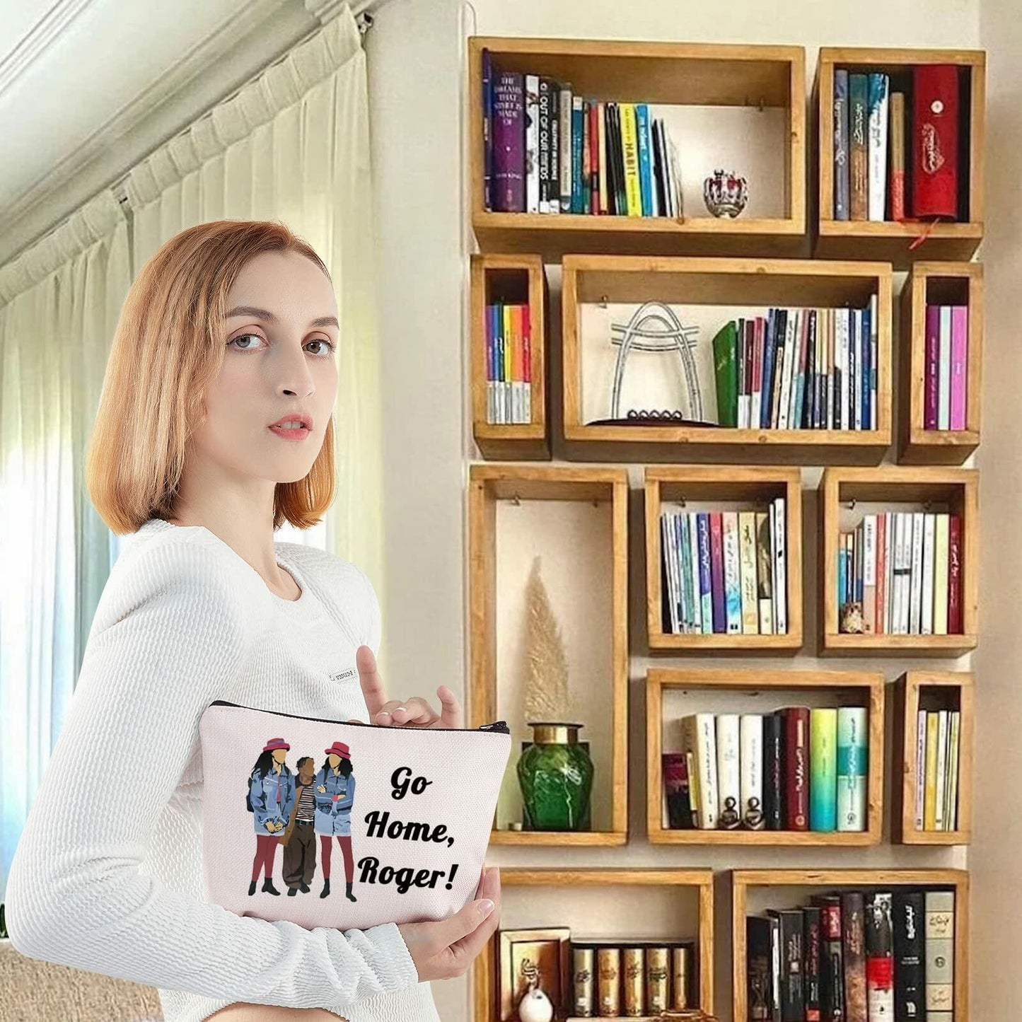 LEVLO Tia & Tamera Fans Makeup Bag Zipper Pouch Go Home Roger Gift