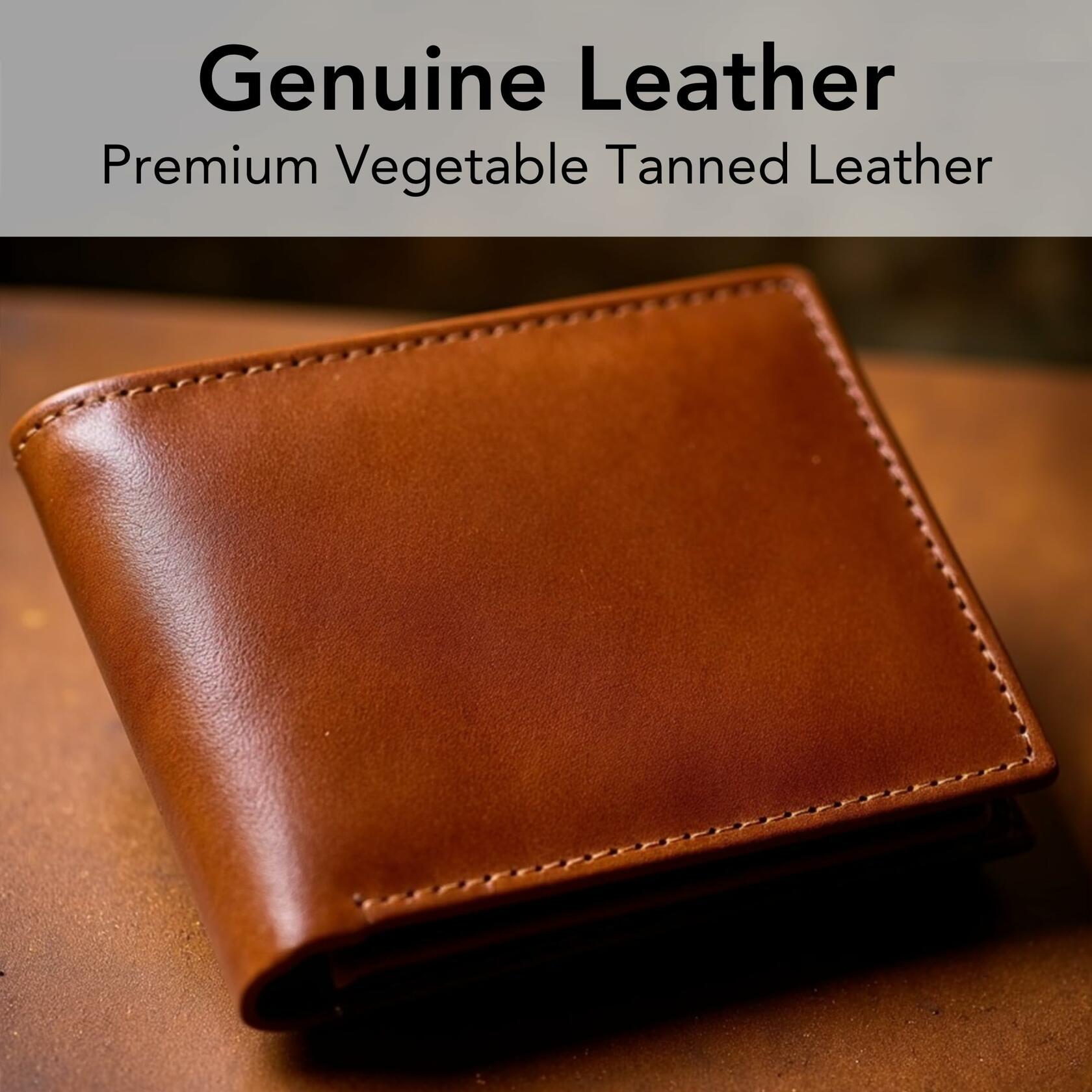 O'Hare Bags Men’s Bifold Wallet Genuine Leather RFID Flip ID Tan Slim
