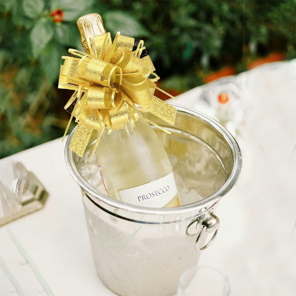 WEWILUCK Gift Bows 10PCS Gold Pull Bows Different Sizes For Birthday & Christmas