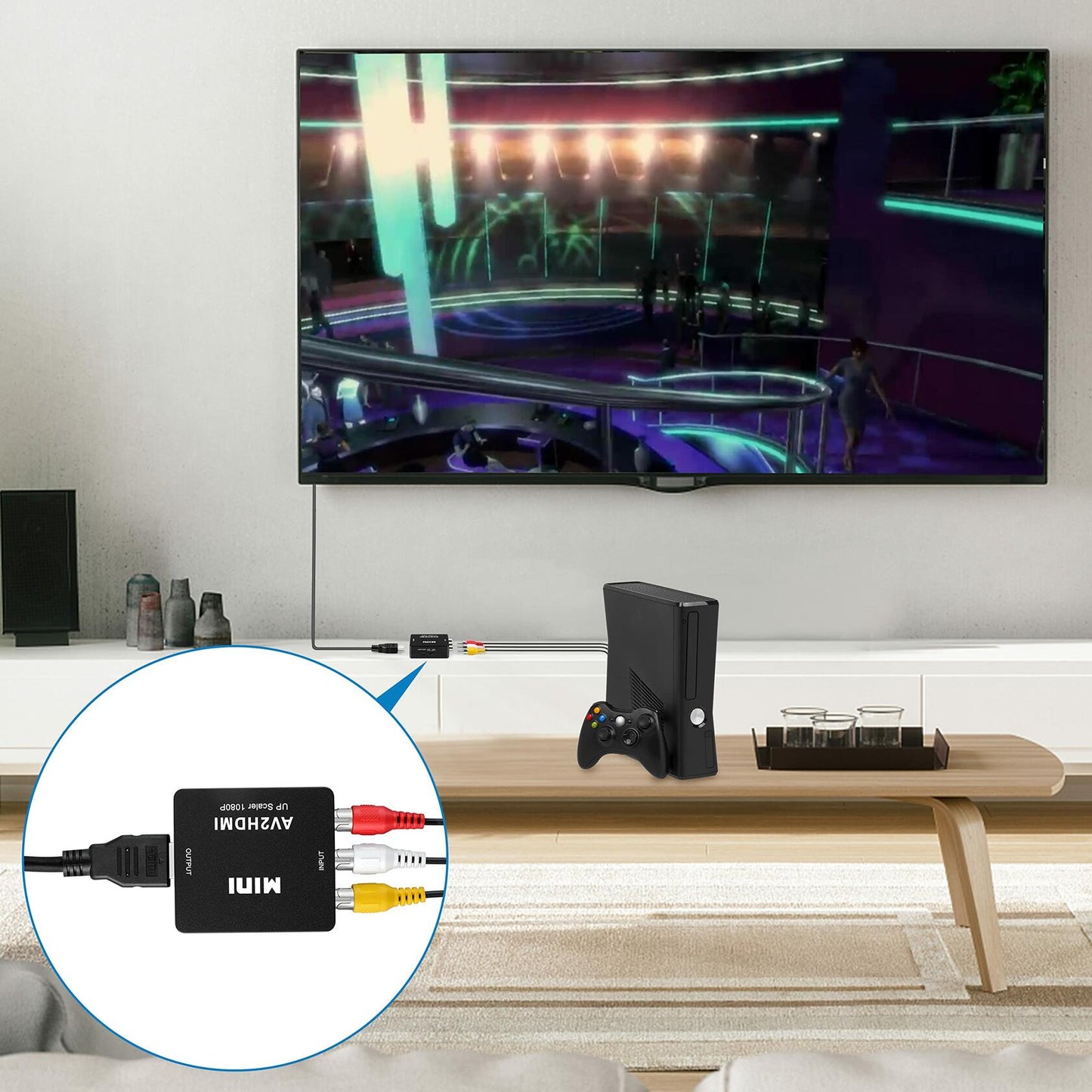 Aolirot RCA to HDMI Converter 1080P AV Adapter for N64 Wii PS2 Xbox VHS