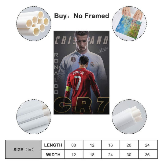 fhzang Cristiano Ronaldo Poster 3 Canvas Poster Unframed: 16x24 inches (40x60cm)