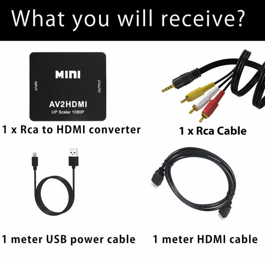 Aolirot RCA to HDMI Converter 1080P AV Adapter for N64 Wii PS2 Xbox VHS