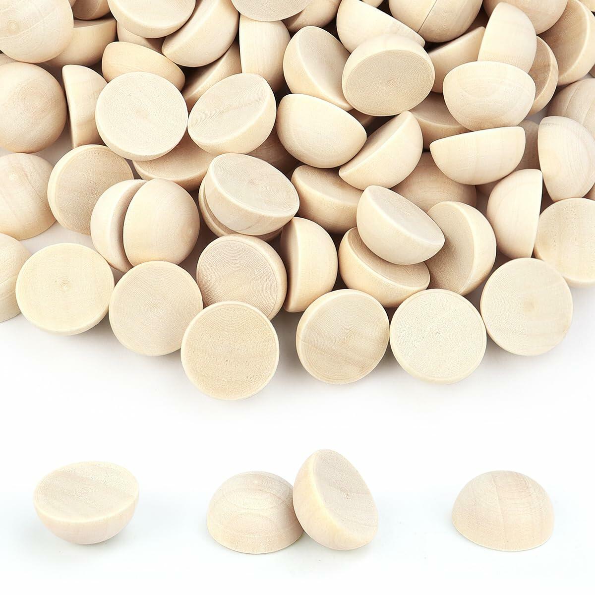 200PCS Half Round Wood Balls 20mm Unfinished DIY Craft Paint Art Toy Decor