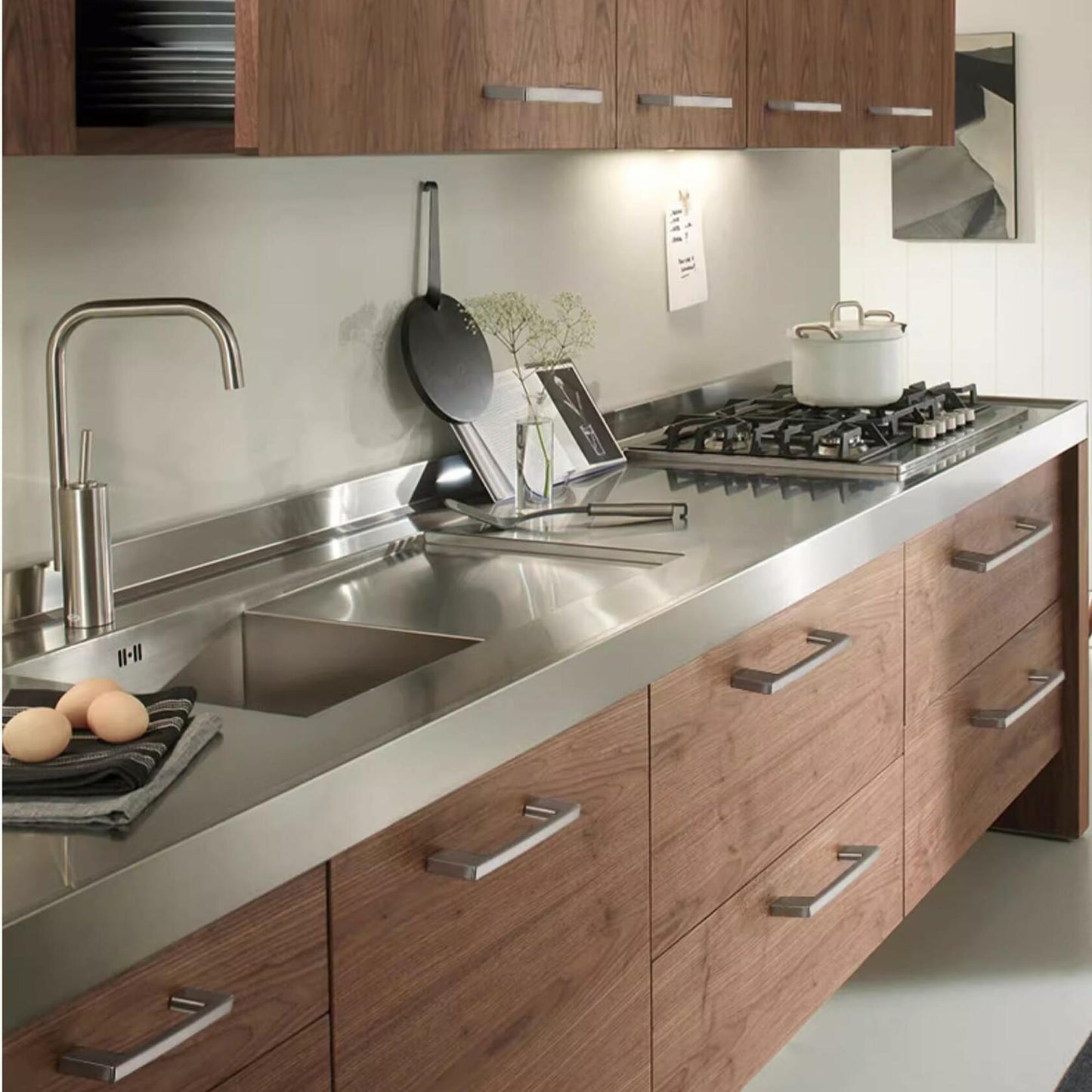 Redunest 5-Pack Brushed Nickel Square Cabinet Pulls 3.75" Stainless Steel