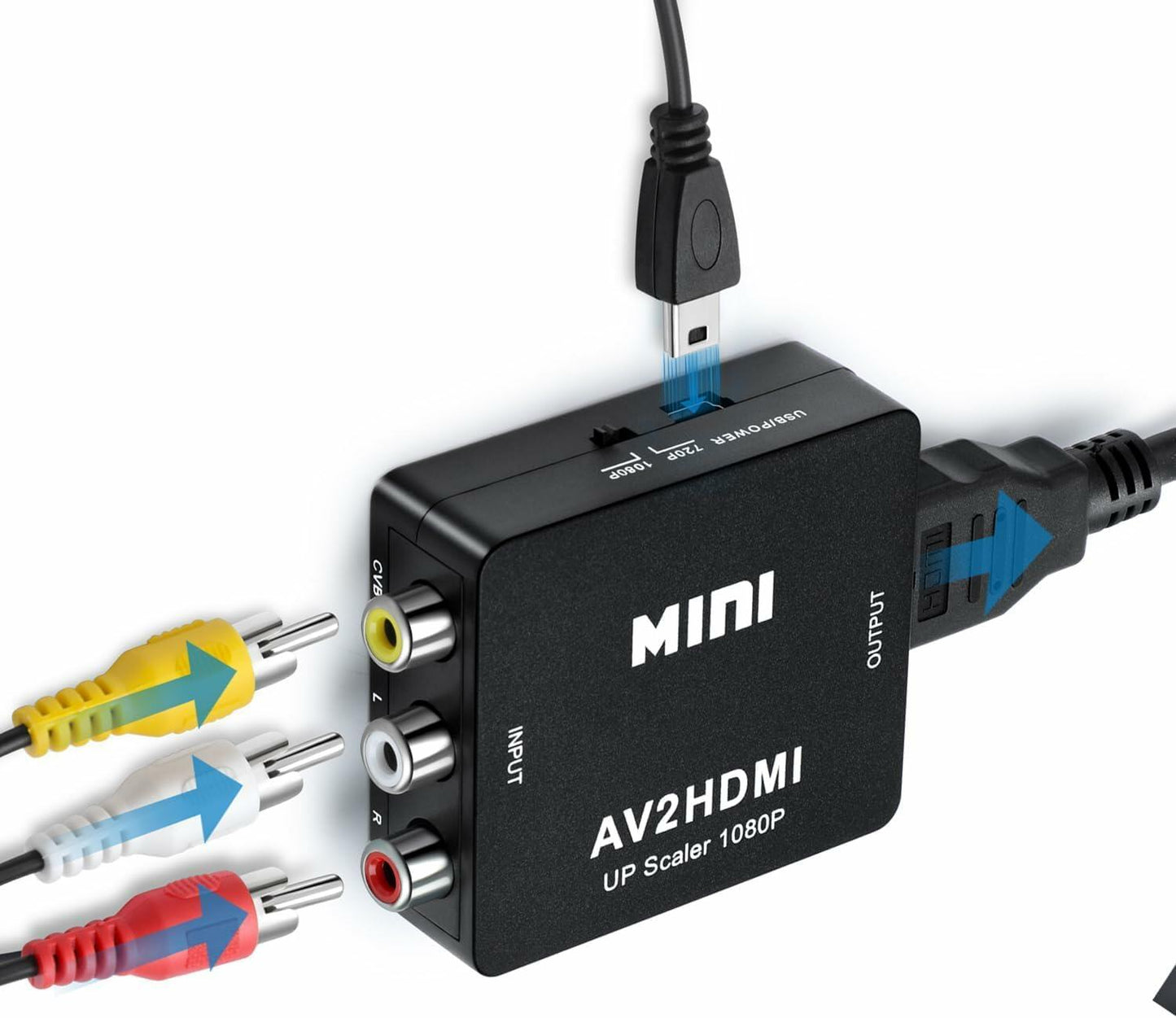 Aolirot RCA to HDMI Converter 1080P AV Adapter for N64 Wii PS2 Xbox VHS