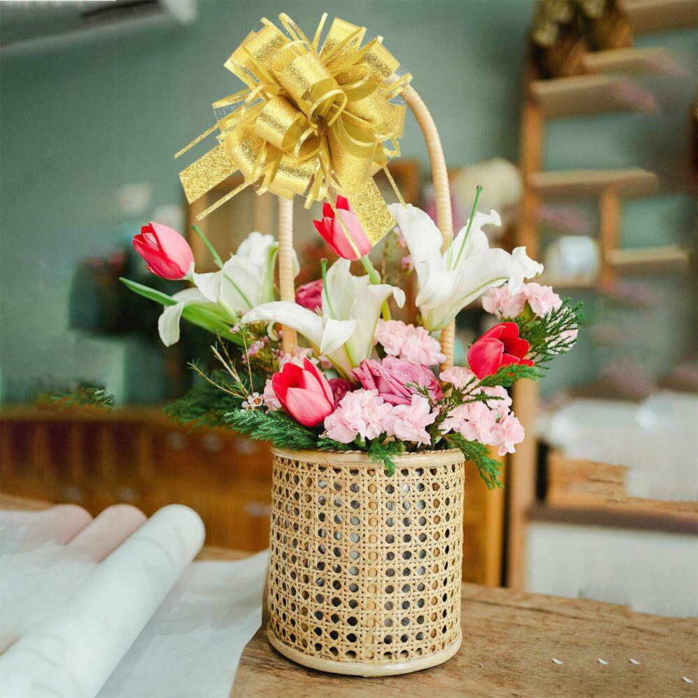 WEWILUCK Gift Bows 10PCS Gold Pull Bows Different Sizes For Birthday & Christmas