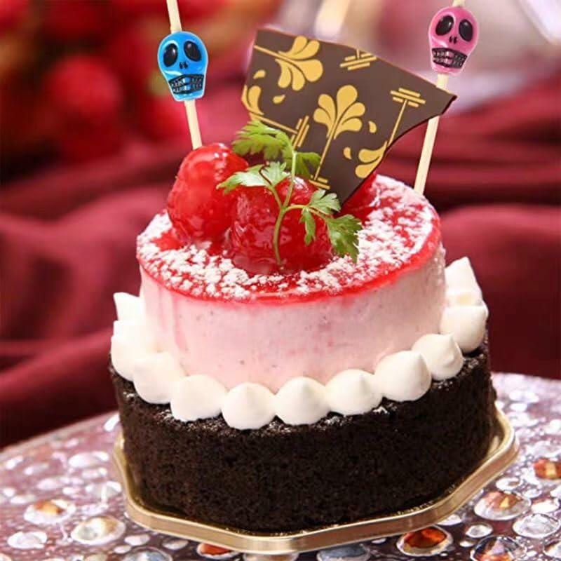 50 Skull Christmas Cocktail Picks Bamboo 4.7in Holiday Appetizer Skewers