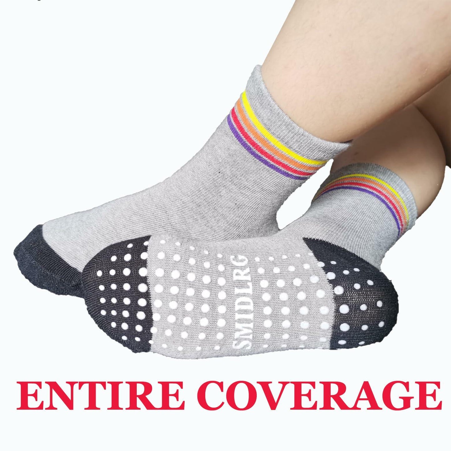 SMIDLRG Toddler Grip Socks With Non-Slip Soles Boys Girls 6 Pairs