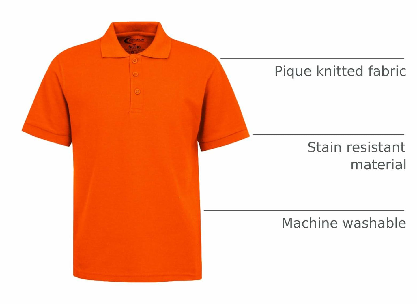 Premium Wear Boys Uniform Polo Shirt |Orange L