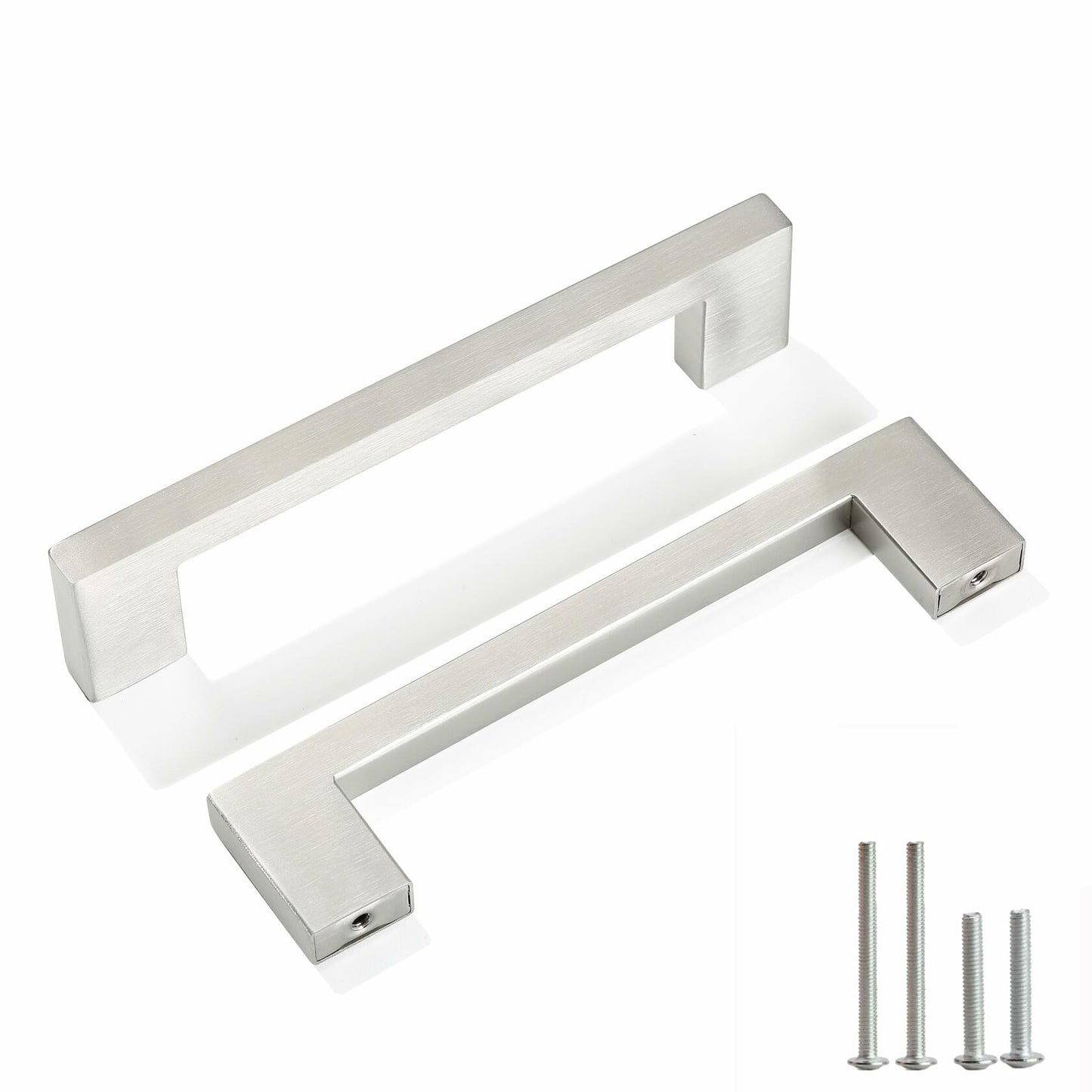 Redunest 5-Pack Brushed Nickel Square Cabinet Pulls 3.75" Stainless Steel