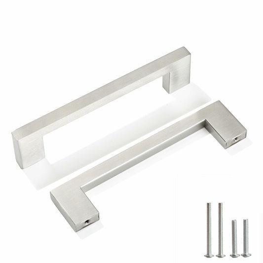 Redunest 5-Pack Brushed Nickel Square Cabinet Pulls 3.75" Stainless Steel