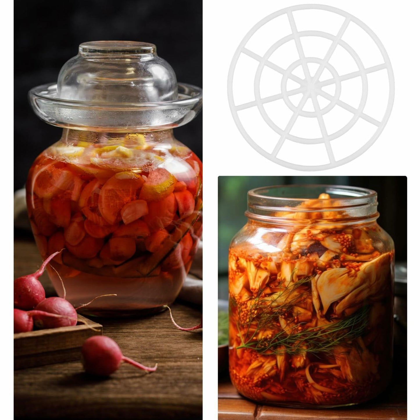 Veemoon 5pcs Pickle Jar Press Plates 3.1" Fermentation Weight Kimchi Jar