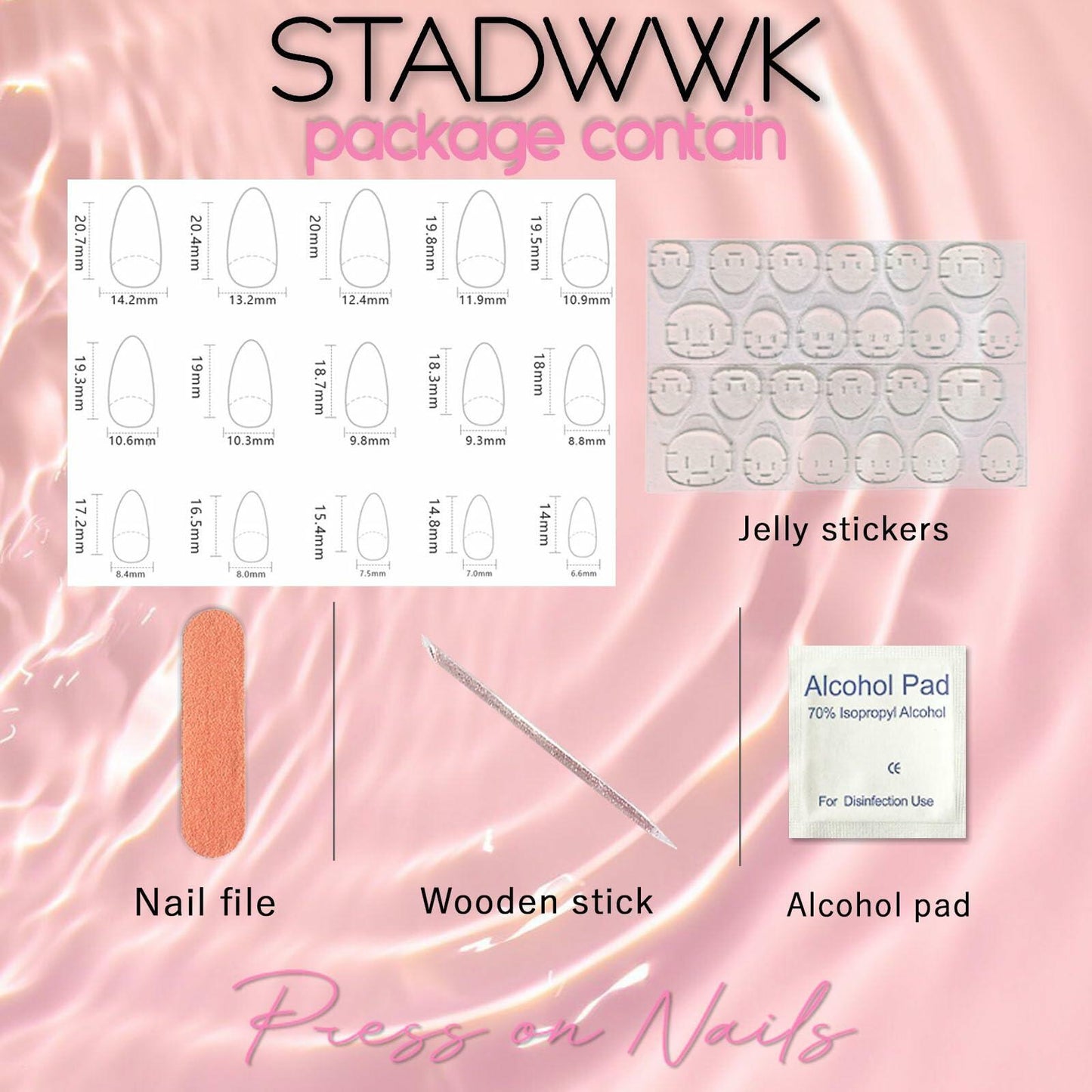 Short Almond Press On Nails Purple Floral Glossy Nude Fake Nails 24PCS