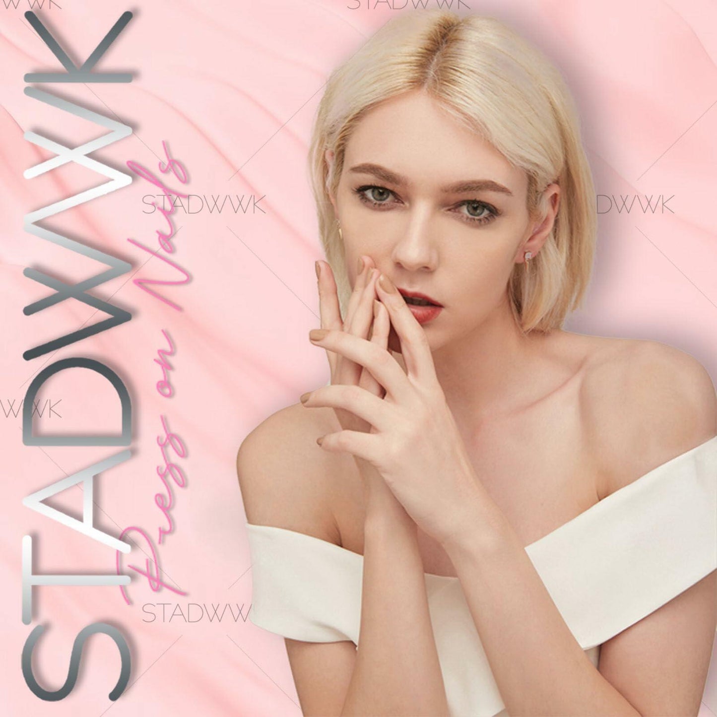 Short Almond Press On Nails Purple Floral Glossy Nude Fake Nails 24PCS