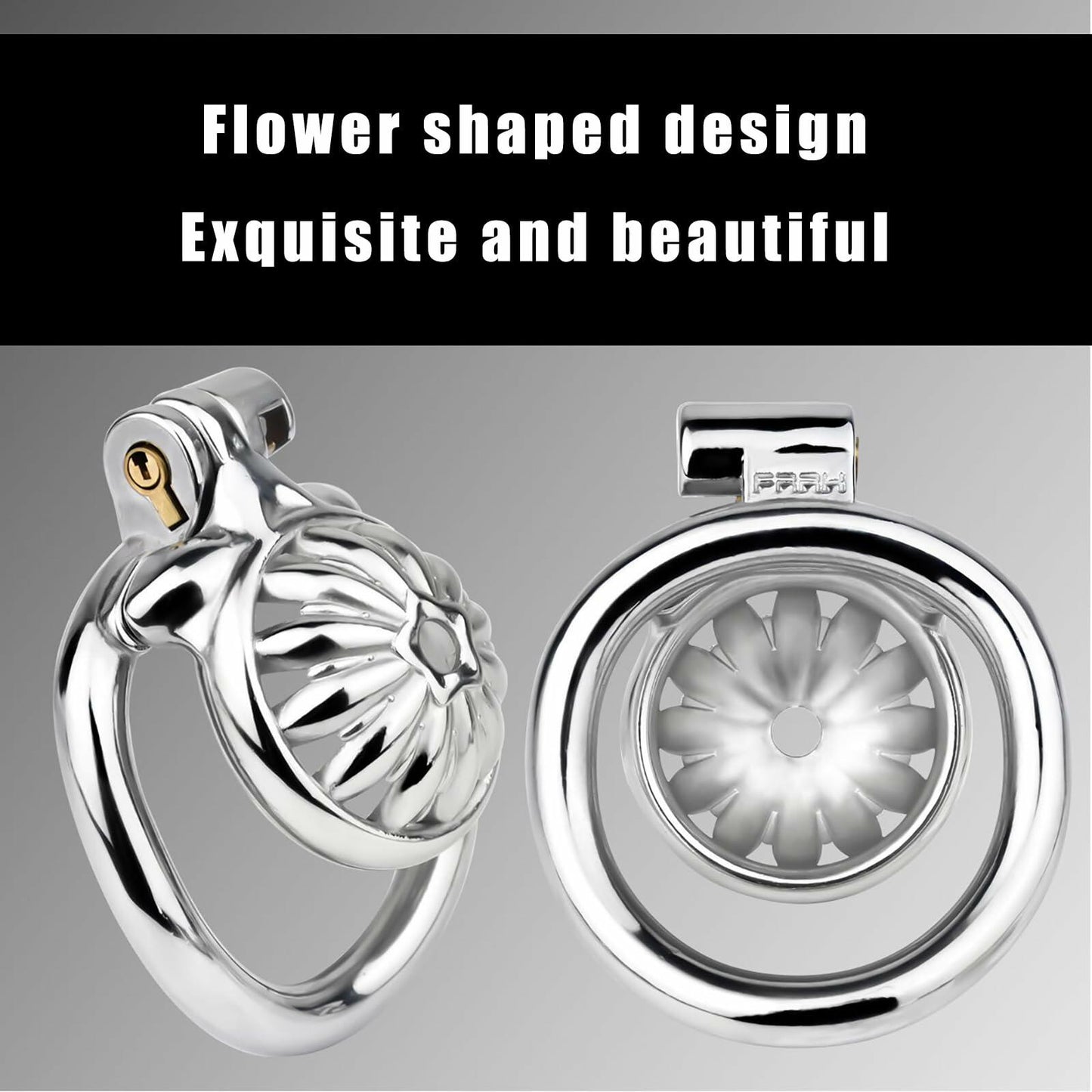 Lelisex Stainless Steel Male Chastity Cage Dark Lock 50mm Ring Adult Toy