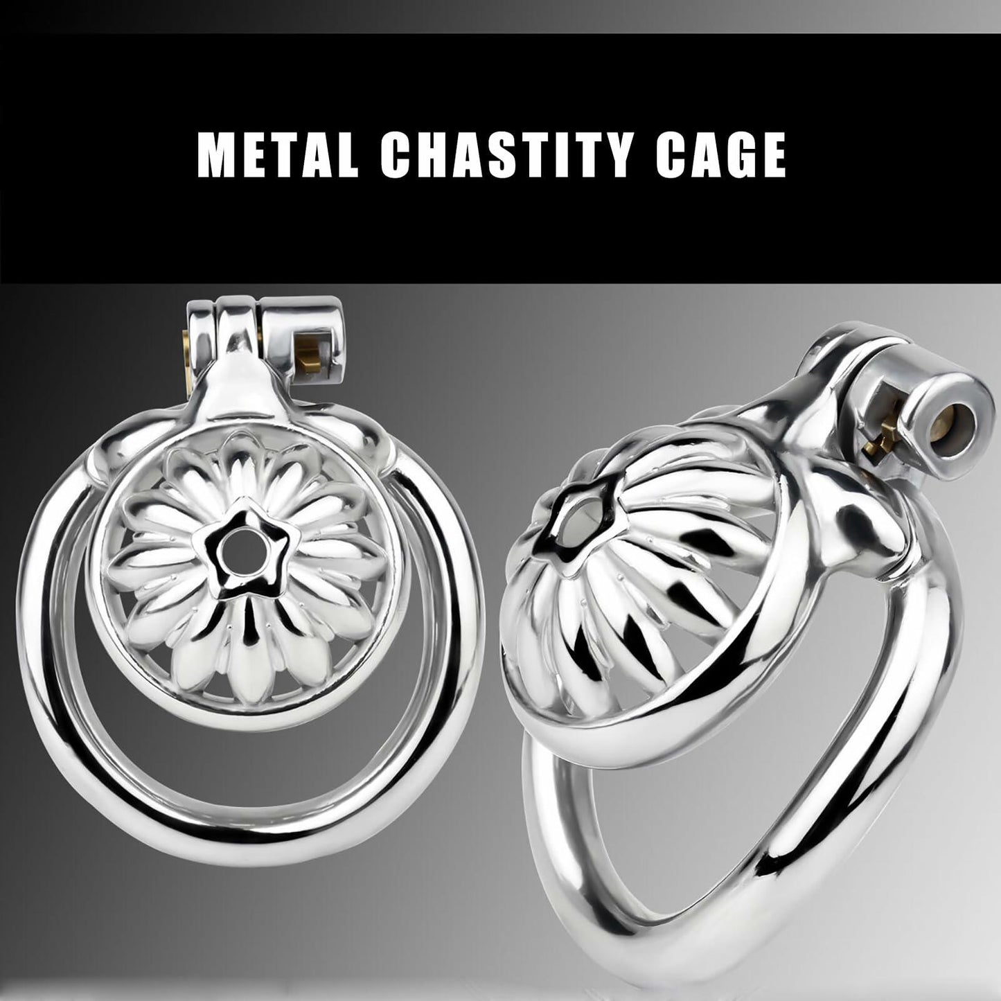 Lelisex Stainless Steel Male Chastity Cage Dark Lock 50mm Ring Adult Toy
