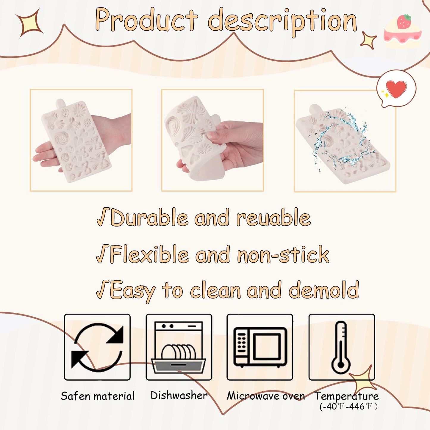 ICNYEKl Hemp Rope Fondant Mold Bohemian Tassel Silicone Cake Baking Decor