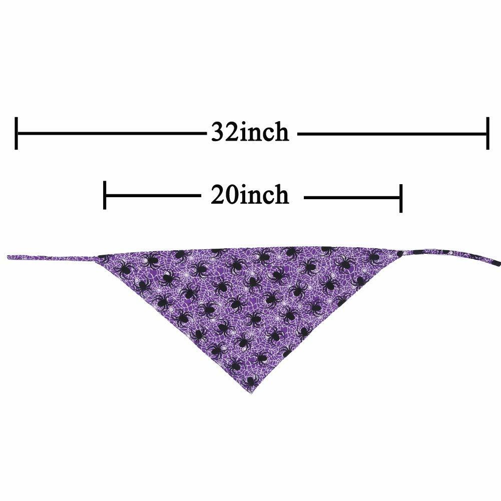 KZHAREEN 2 Pack Halloween Dog Bandana Reversible Triangle Scarf Large