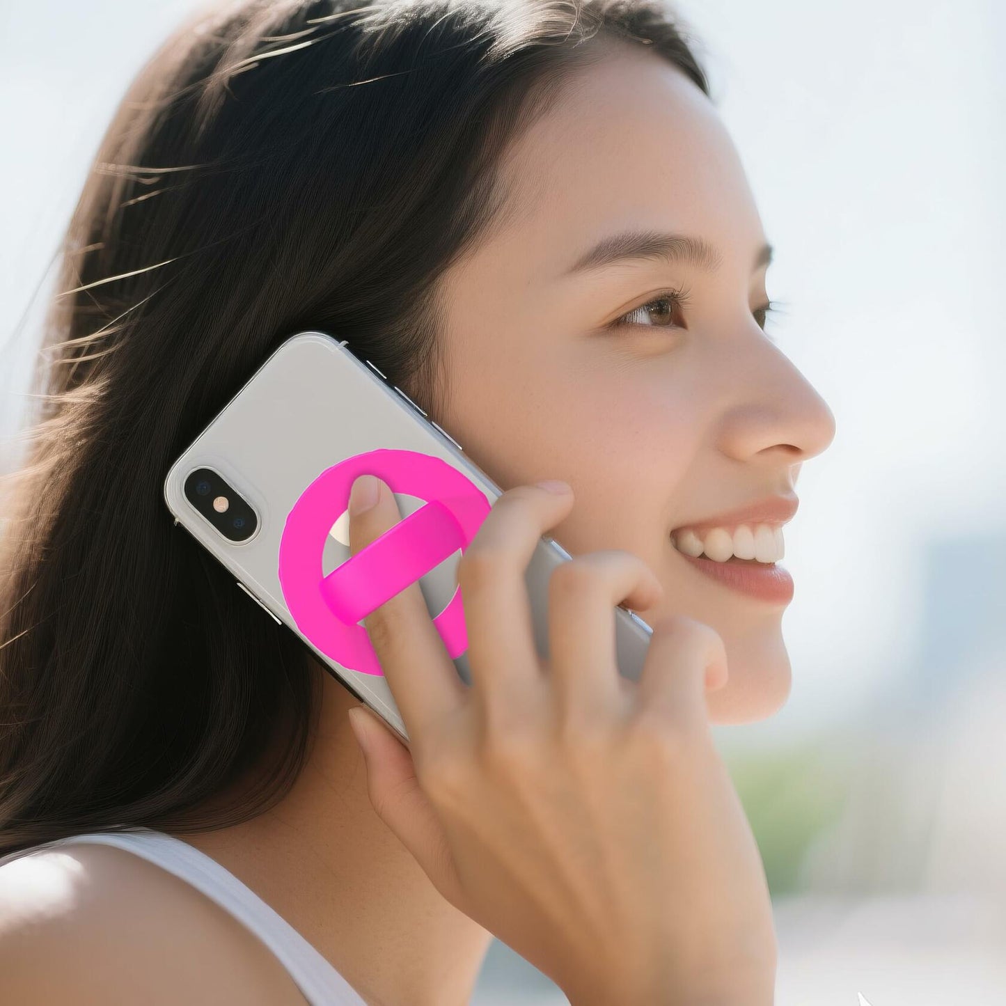 HZZADZXW Silicone Phone Grip Detachable Hand Holder Soft Loop Rose Red