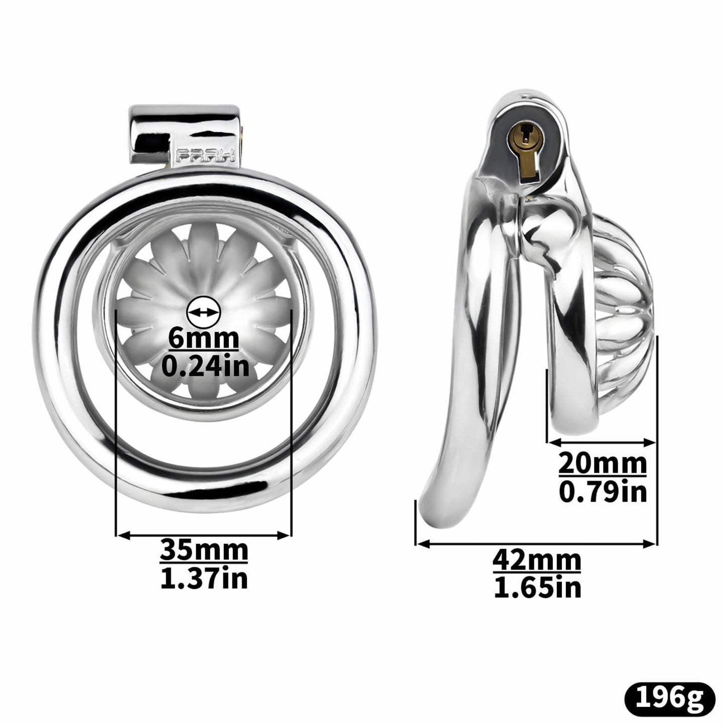 Lelisex Stainless Steel Male Chastity Cage Dark Lock 50mm Ring Adult Toy