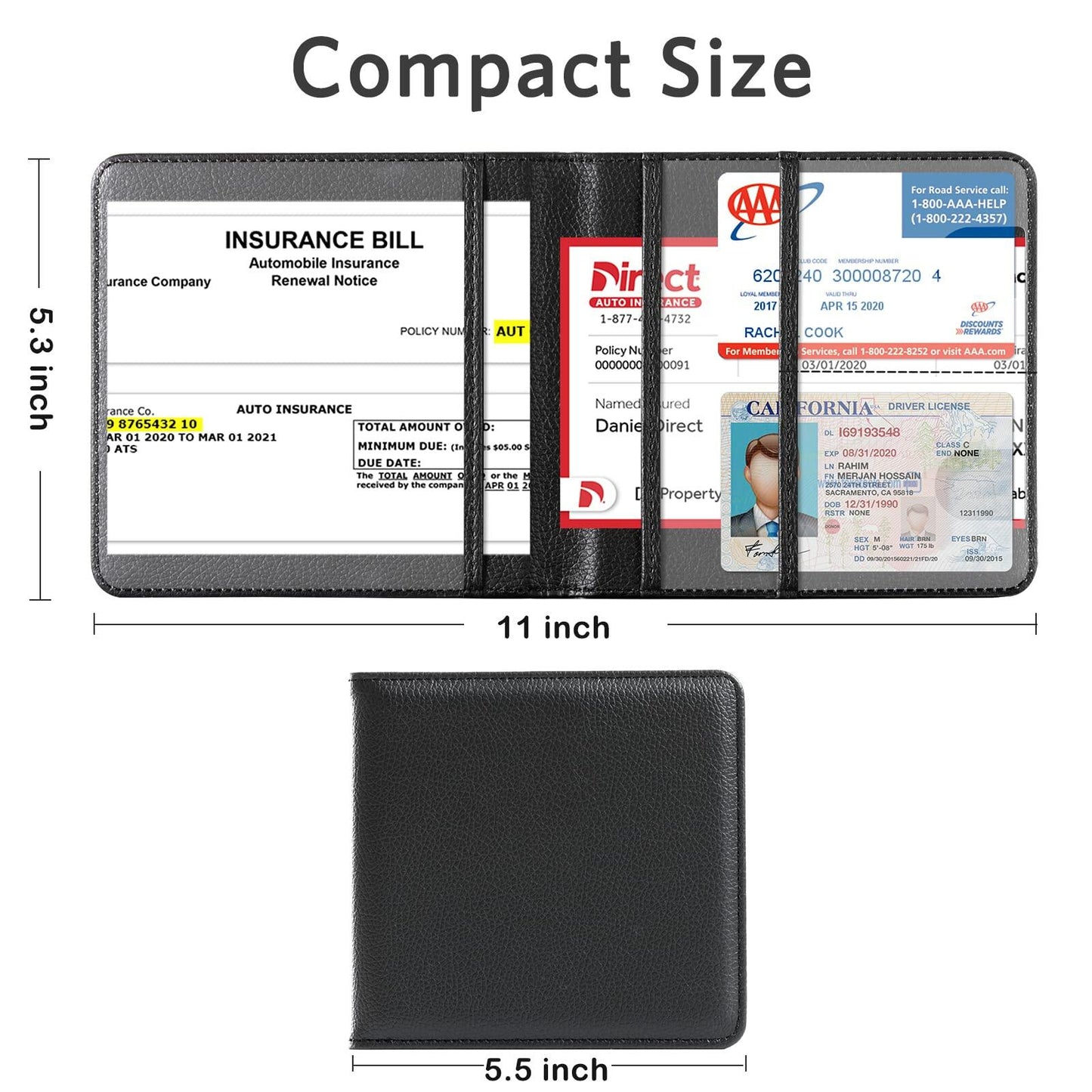 CoBak Car Registration & Insurance Holder Glove Box Organizer for Documents