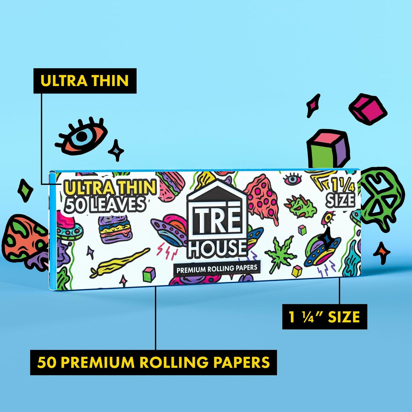 TRE House Papers Premium Rolling Papers 6 Pack 300 Papers (Ultrathin, 1 1/4)