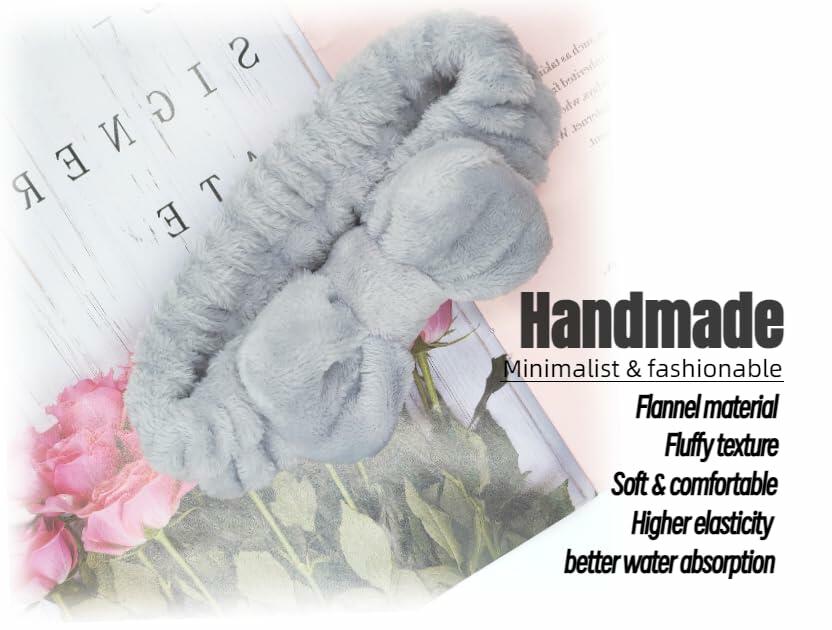 Awenbin Spa Headband Bowknot Misty Gray Reusable Soft Hairband for Face/Yoga