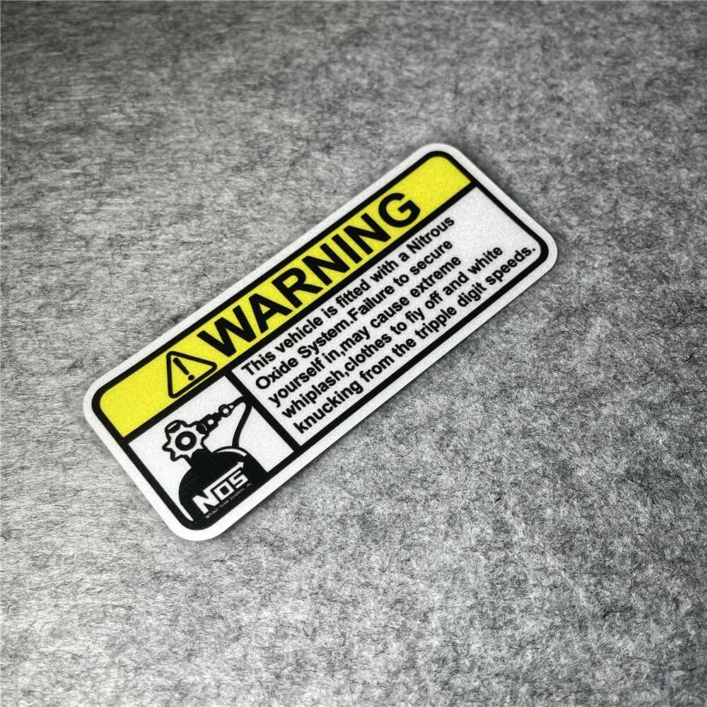 2PCS Warning NOS Stickers Car Motorcycle Helmet Racing Decals 5x2.1cm