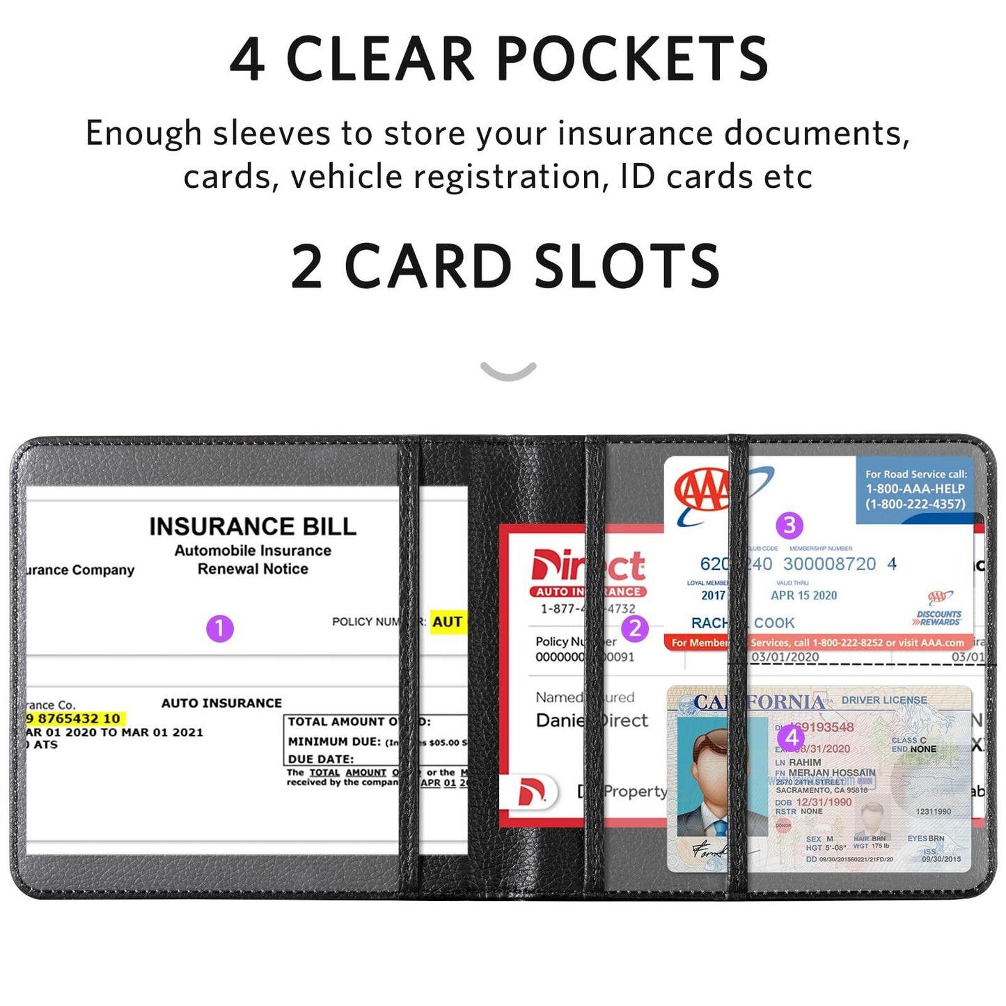 CoBak Car Registration & Insurance Holder Glove Box Organizer for Documents