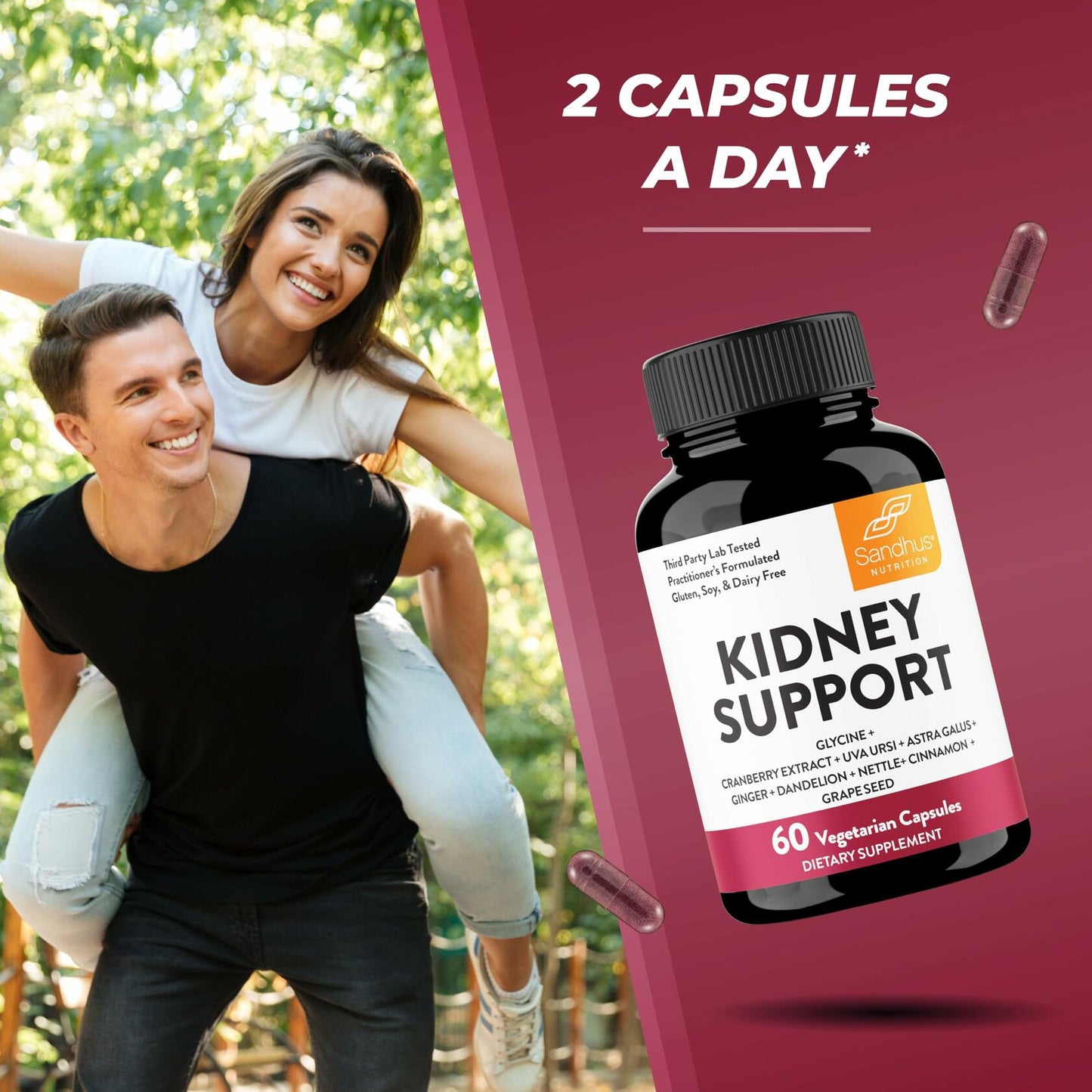 Sandhu's Kidney Cleanse Detox Supplement with Cranberry 60 Veg Capsules