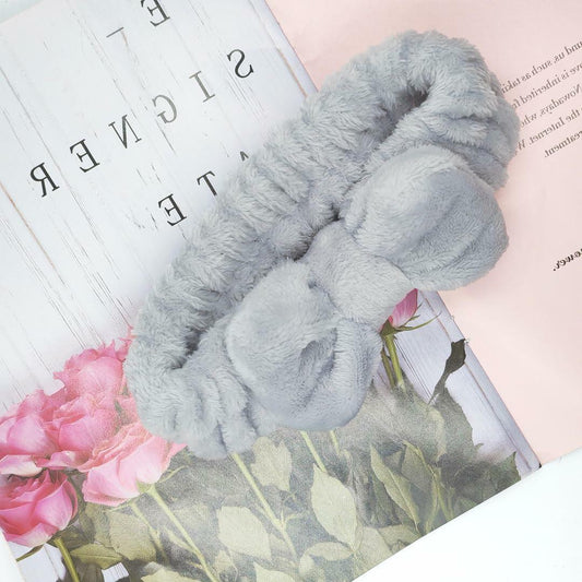 Awenbin Spa Headband Bowknot Misty Gray Reusable Soft Hairband for Face/Yoga