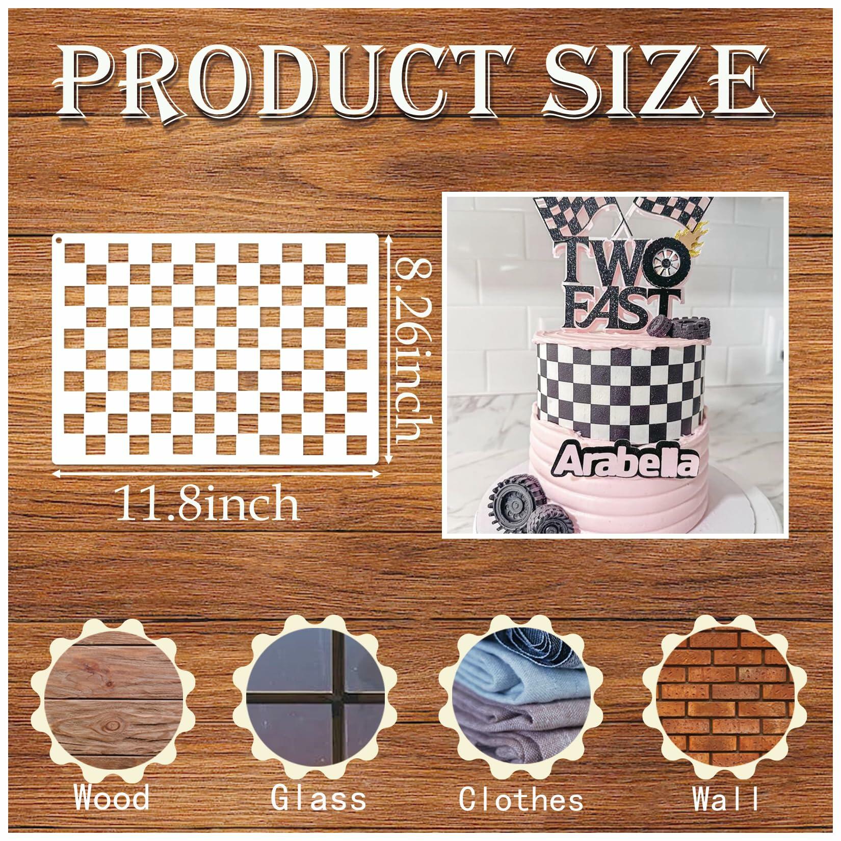 Script Stencil for Wood Painting French Writing Checkerboard Craft