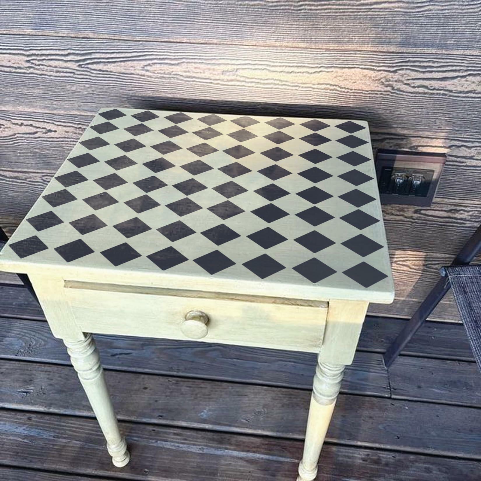 Script Stencil for Wood Painting French Writing Checkerboard Craft